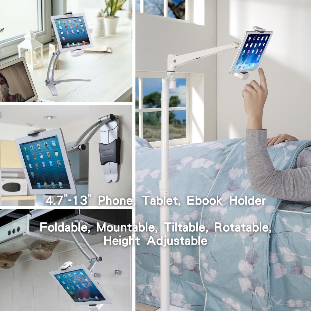 Flexible 4.7-13 Phone & Tablet Holder for Bed Sofa Workout Kitchen Bedroom